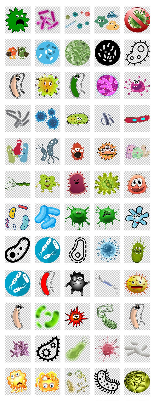 卡通病毒細菌立體細菌大腸桿菌細胞微生物生物學科學研究png素材